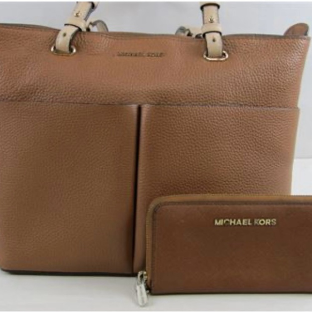 MICHAEL KORS Pebbled Leather Purse & Brown Wallet Set - Picture 2 of 12